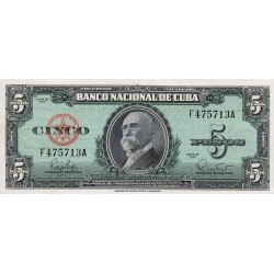 1960 - Cuba P92 5 Pesos banknote