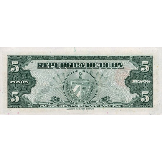 1960 - Cuba P92 5 Pesos banknote 1960 - Cuba P92 5 Pesos banknote