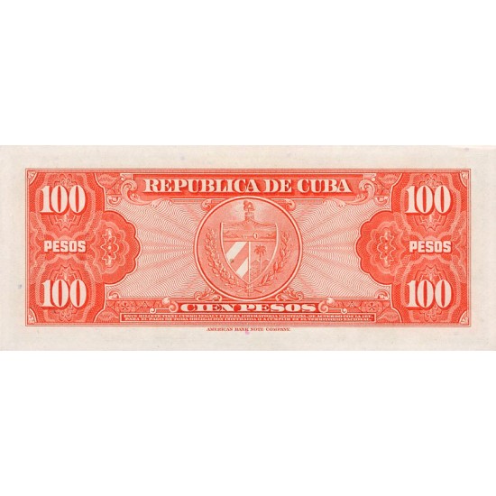 1959 - Cuba P93 100 Pesos banknote 1959 - Cuba P93 100 Pesos banknote
