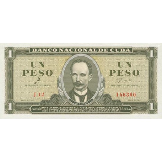 1964 - Cuba P94b 1 Peso banknote 1964 - Cuba P94b 1 Peso banknote
