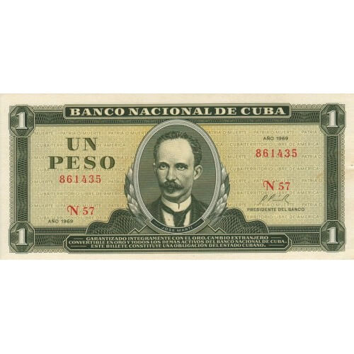 1969 - Cuba P102a billete de 1 Peso