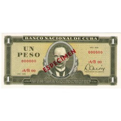 1978 - Cuba P102bs1 1 Peso Specimen  banknote