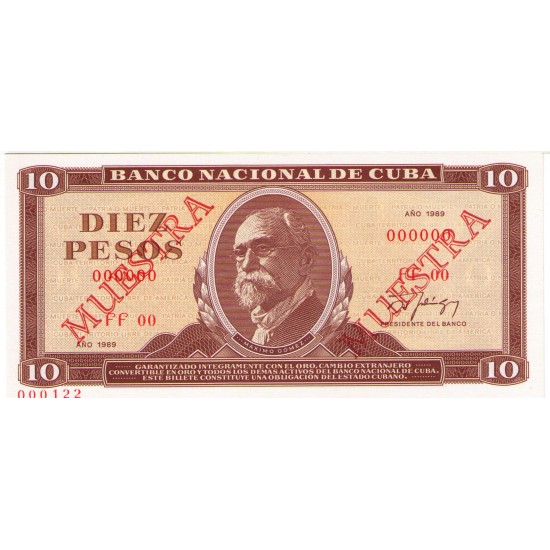 1987 - Cuba Pic 104c 3 Pesos (Muestra) banknote 1987 - Cuba Pic 104c 3 Pesos (Muestra) banknote