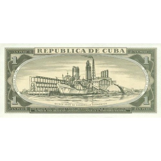 1975 - Cuba P106s 1 Peso banknote Specimen 1975 - Cuba P106s 1 Peso banknote Specimen