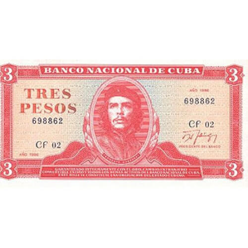 1984 - Cuba P107a 3 Pesos banknote