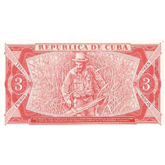 1985 - Cuba P107a 3 Pesos banknote 1985 - Cuba P107a 3 Pesos banknote