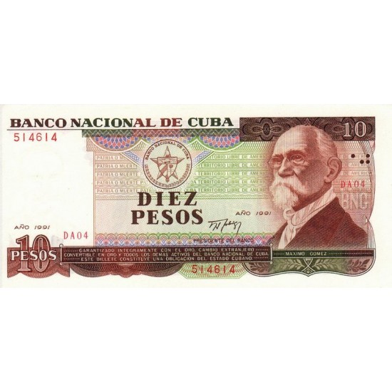 1991 - Cuba P109 10 Pesos banknote 1991 - Cuba P109 10 Pesos banknote