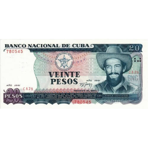 1991 - Cuba P110a billete de 20 Pesos