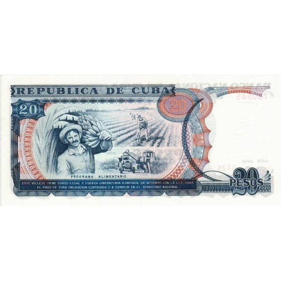 1991 - Cuba P110a 20 Pesos banknote 1991 - Cuba P110a 20 Pesos banknote