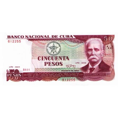 1990 - Cuba P111a 50 Pesos banknote