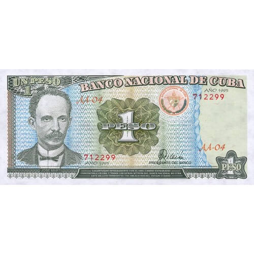 1995 - Cuba P112 1 Peso  banknote