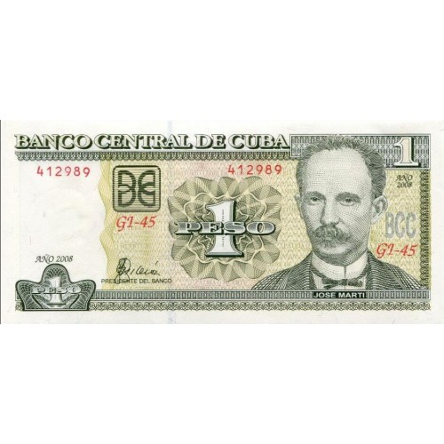 2008 - Cuba P128c 1 Peso banknote
