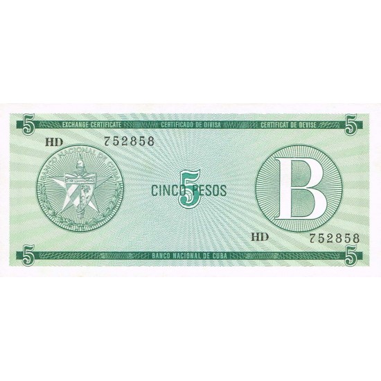 1985 - Cuba P-FX7 5 Pesos banknote 1985 - Cuba P-FX7 5 Pesos banknote
