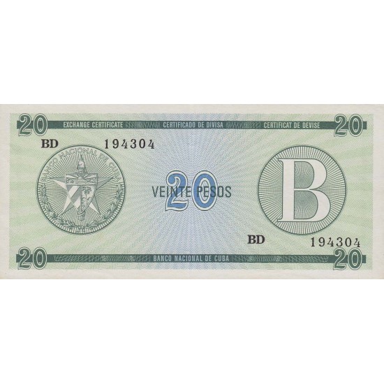 1985 - Cuba P-FX9 20 Pesos banknote 1985 - Cuba P-FX9 20 Pesos banknote