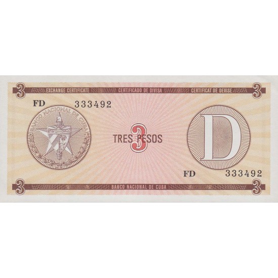 1985 - Cuba P-FX28 3 Pesos banknote 1985 - Cuba P-FX28 3 Pesos banknote