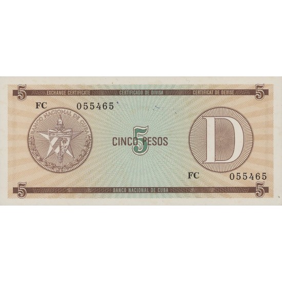 1985 - Cuba P-FX34 5 Pesos banknote 1985 - Cuba P-FX34 5 Pesos banknote