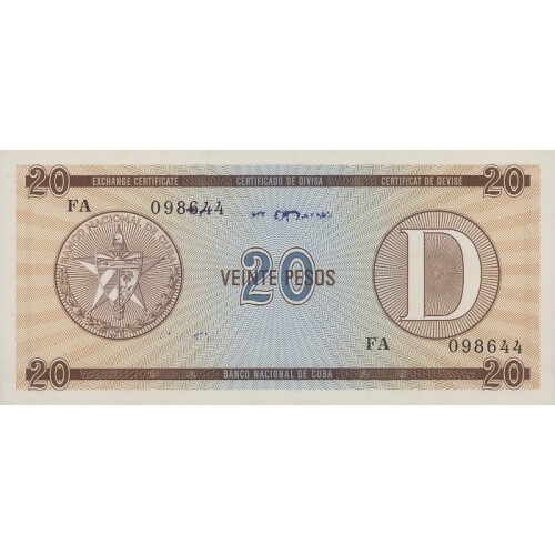 1985 - Cuba P-FX36 billete de 20 Pesos D inutilizado