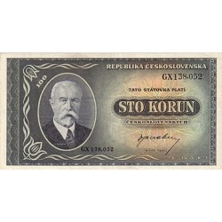 1945 -  Checoslovaquia PIC 63a billete de 100 Korun S/C