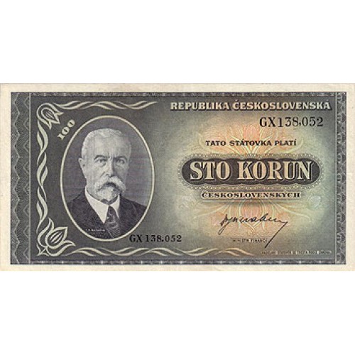 1945 - Czechoslovakia PIC 63a 100 Korun banknote UNC