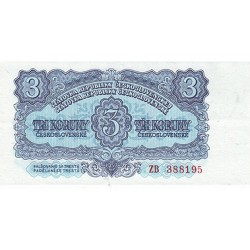 1953 - Checoslovaquia PIC 79b billete de 3 Koruny S/C