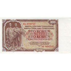 1953 - Checoslovaquia PIC 86b billete de 100 Korun S/C