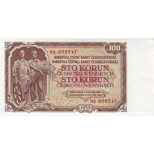 1953 - Checoslovaquia PIC 86b billete de 100 Korun S/C
