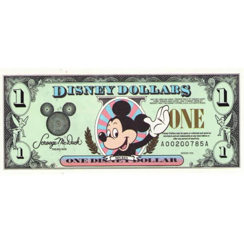 1996 - Estados Unidos Disney billete de 1 Dólar