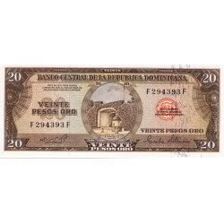 1975 - Dominican Republic P111a 20 Pesos Oro banknote NF