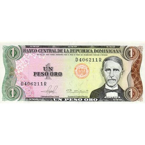 1980 - Dominican Republic P117a 1 peso Oro banknote
