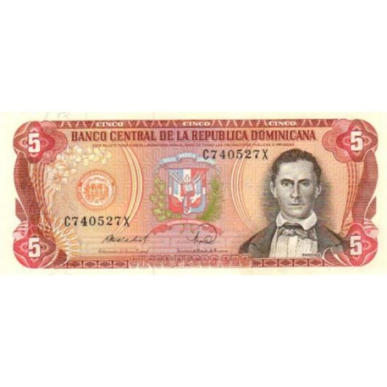 1988 - Dominican Republic P118c 5 Pesos Oro banknote 1988 - Dominican Republic P118c 5 Pesos Oro banknote