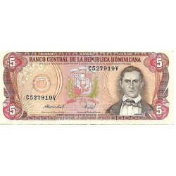 1988 - República Dominicana P118c billete 5 Pesos Oro MBC 1988 - República Dominicana P118c billete 5 Pesos Oro MBC