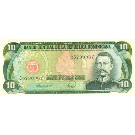 1988 - Dominican Republic P119c 10 Pesos Oro banknote 1988 - Dominican Republic P119c 10 Pesos Oro banknote