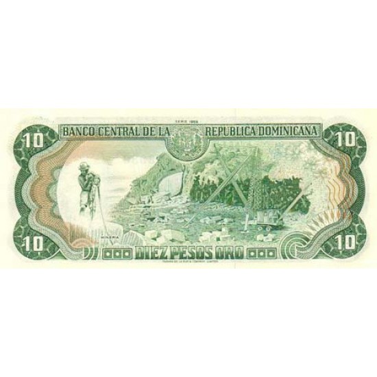 1988 - Dominican Republic P119c 10 Pesos Oro banknote 1988 - Dominican Republic P119c 10 Pesos Oro banknote