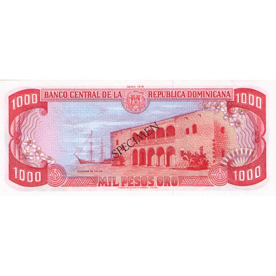 1978 - Dominican Republic P124cs4 1,00 Pesos Oro Specimen banknote 1978 - Dominican Republic P124cs4 1,00 Pesos Oro Specimen banknote
