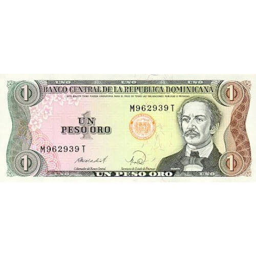 1984 - República Dominicana P126a billete 1 Peso Oro