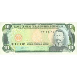1990 - República Dominicana P132 billete 10 Pesos Oro 1990 - República Dominicana P132 billete 10 Pesos Oro