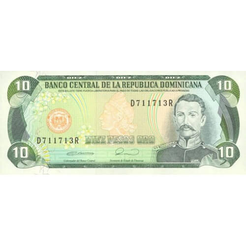 1990 - Dominican Republic P132 10 Pesos Oro banknote