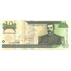 2001 - República Dominicana P165b billete 10 Pesos Oro MBC 2001 - República Dominicana P165b billete 10 Pesos Oro MBC