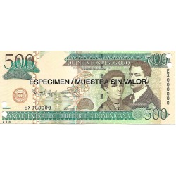 2006 - República Dominicana PIC 179s1 billete 500 Pesos Oro S/C