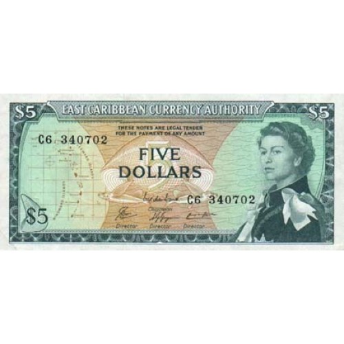 1965 - Estados Caribe Del Este PIC 14h billete de 5 Dólares S/C