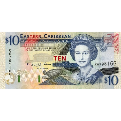 1994 - Estados Caribe Del Este PIC 32v billete de 10 Dolares S/C