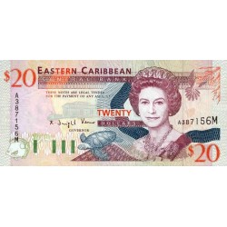 1994 - Estados  Caribe Del Este  Pic 33a  billete de 20 Dolares