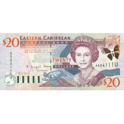 2000 - East Caribbean States PIC 38k 10 Dollars banknote UNC 2000 - East Caribbean States PIC 38k 10 Dollars banknote UNC