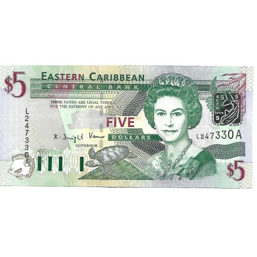 2003 - Estados Caribe Del Este PIC 42a billete de 5 Dólares S/C