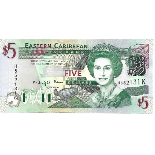 2003 - Estados Caribe Del Este PIC 42k billete de 5 Dólares S/C