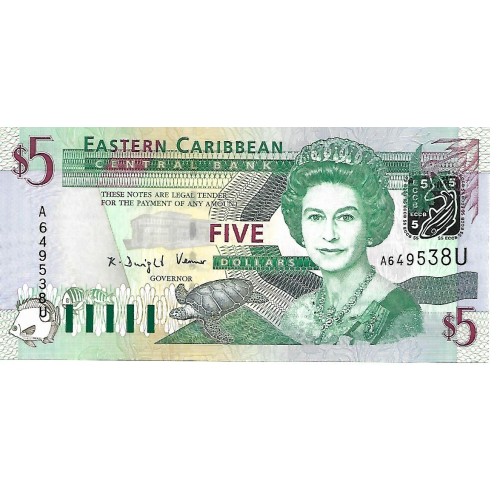 2003 - Estados Caribe Del Este PIC 42u billete de 5 Dólares S/C