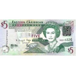 2008 - East Caribbean States PIC 47a 5 Dollars banknote
