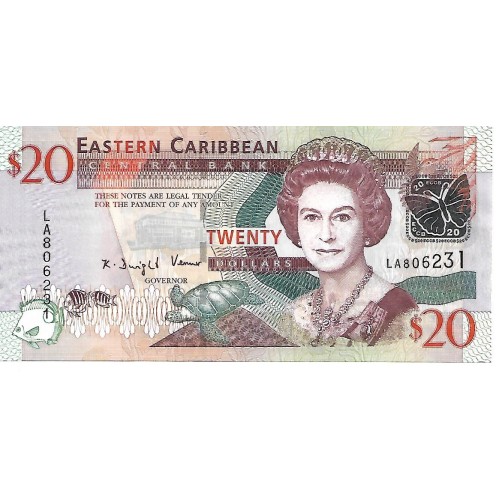 2008 - East Caribbean States PIC 49 20 Dollars banknote