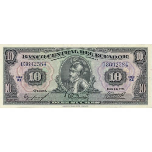 1974 - Ecuador PIC 101Ab billete de 10 Sucres S/C