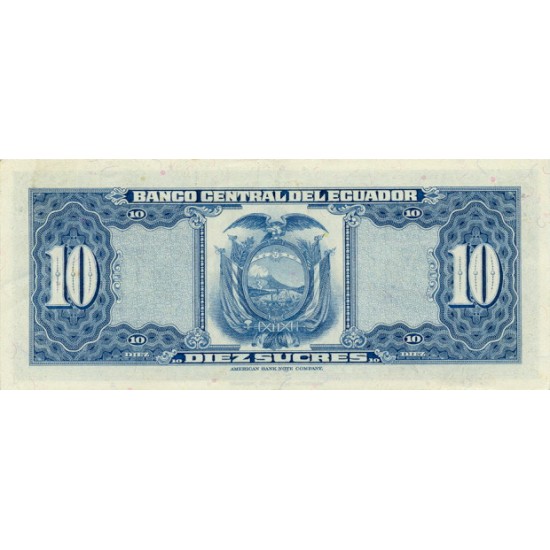 1974 - Ecuador P101Ab 10 Sucres banknote 1974 - Ecuador P101Ab 10 Sucres banknote